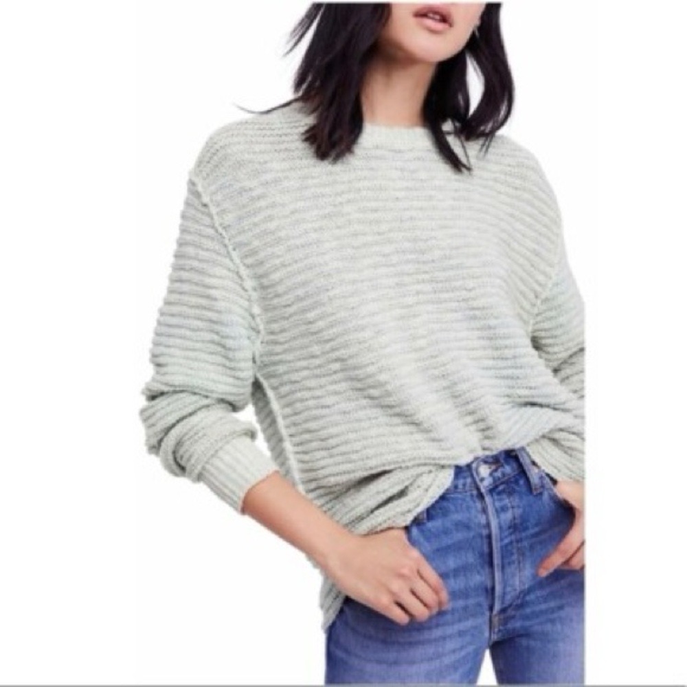 Free People Light Green Crew‎ Neck Sweater